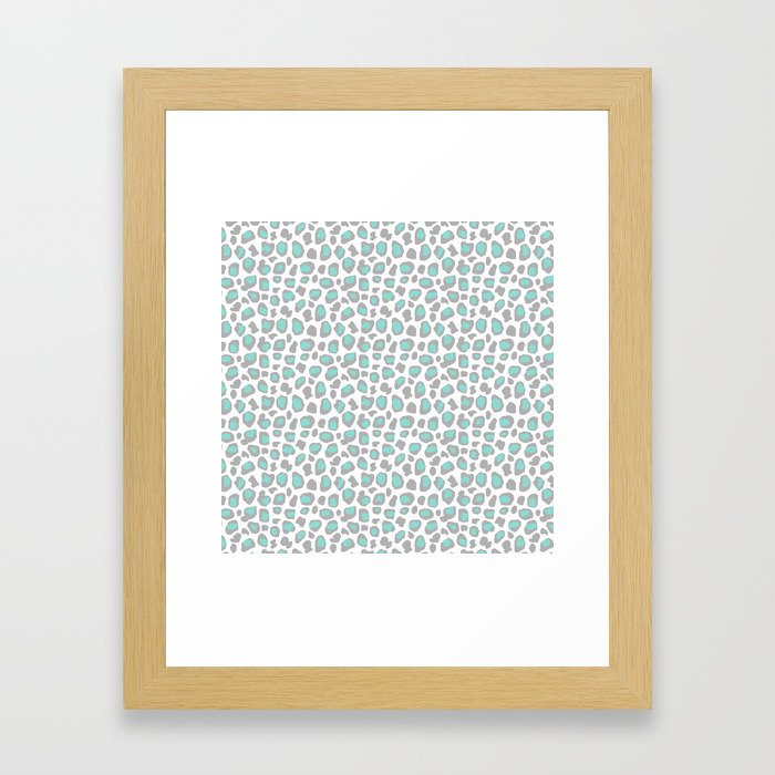 Leopard Animal Print Aqua Blue Gray Grey Spots Framed Art Print