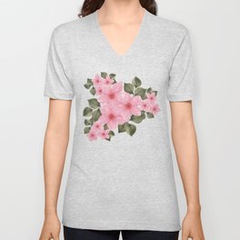 Watercolor Cherry Blossoms - Sakura V Neck T Shirt