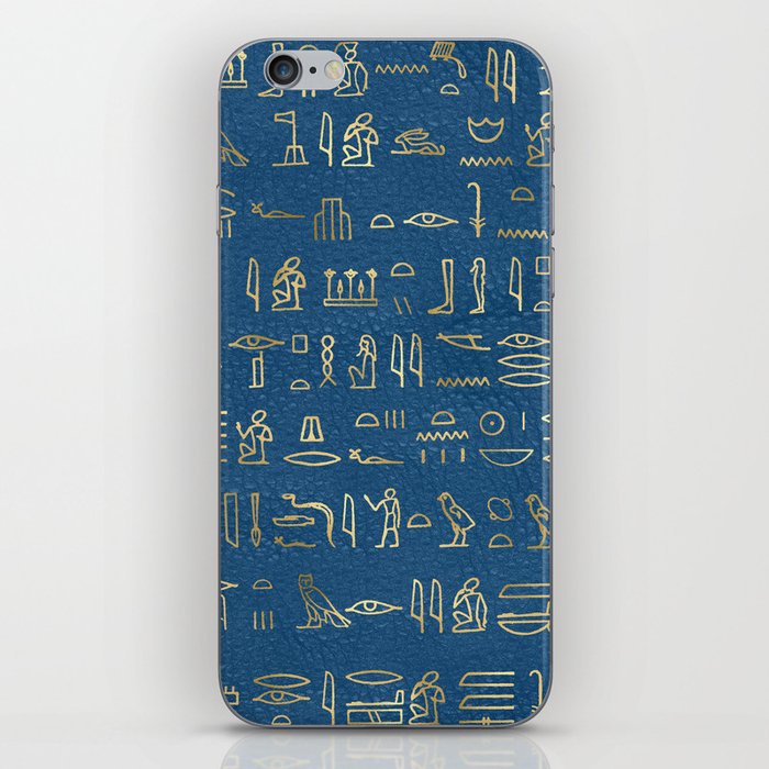 Bleu & Gold Hieroglyphics Egypt iPhone Skin