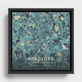 Bradford, United Kingdom - Cream Blue Framed Canvas