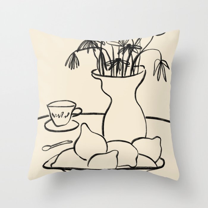 LEMONS AND FLOWERS Throw Pillow