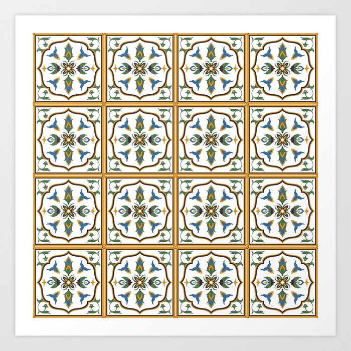 Portuguese Tile Pattern Traditional Azulejos Of Portugal Art Print By Patterns Journey Society6