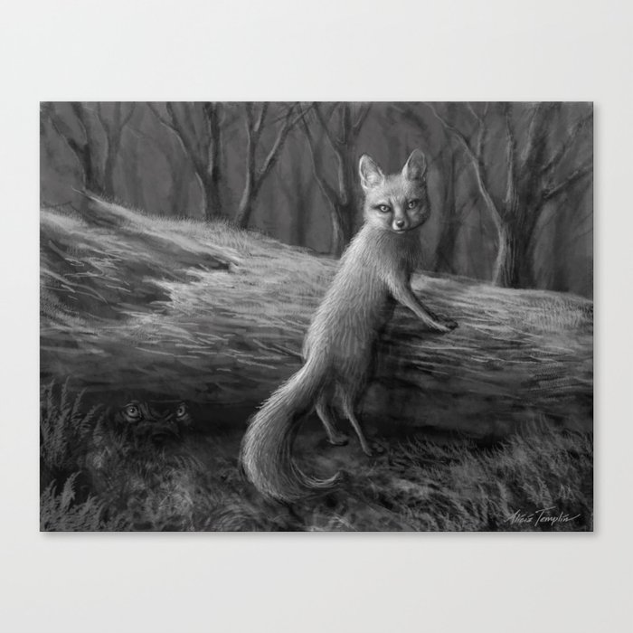 Fox on Fallen Log Canvas Print