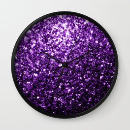Dark Purple faux shiny glitter sparkles Wall Clock