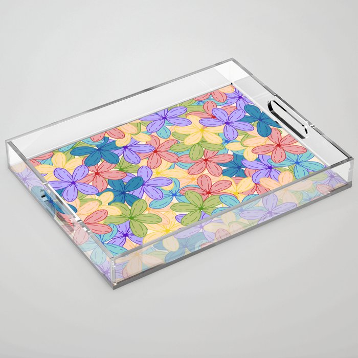 Rainbow Flowers Acrylic Tray