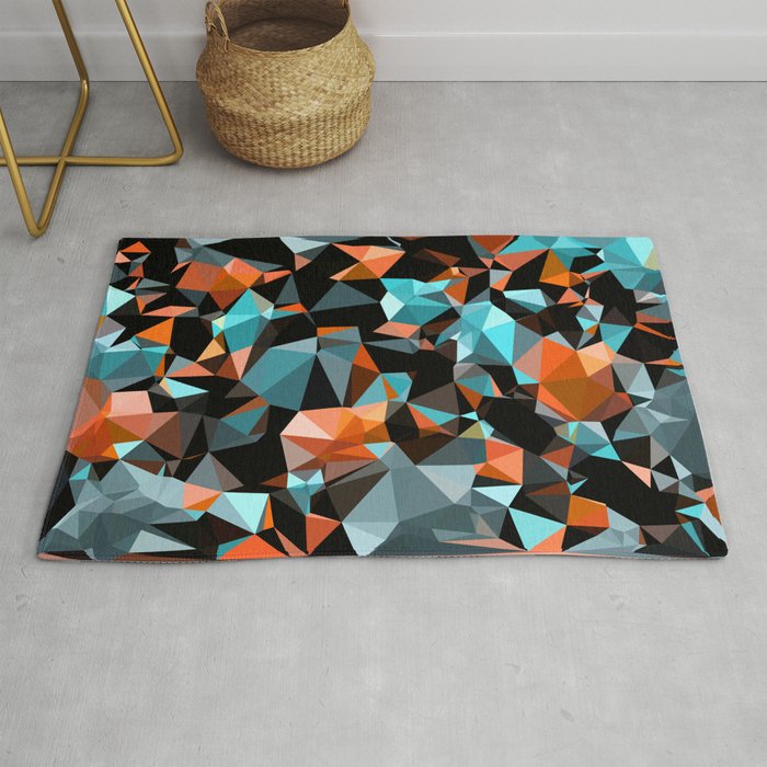 Copper Vein Abstract Low Poly Geometric Triangles Rug By Vickybragomitchell