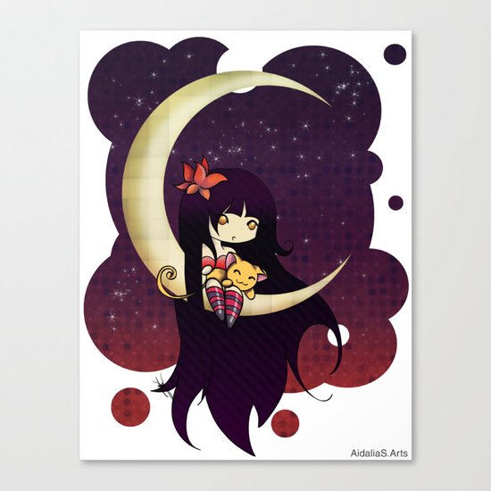 Golden Butterfly Moon Canvas Print