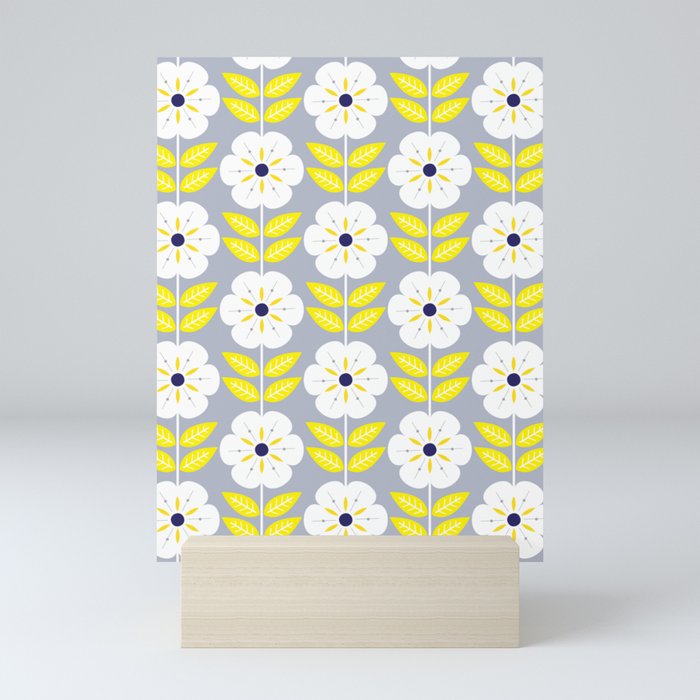 Mod Scandinavian flower pattern Mini Art Print