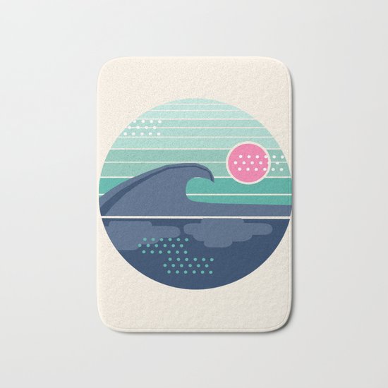 Cya Later - 70's retro ocean wave vintage style throwback 1970s minimal art Bath Mat