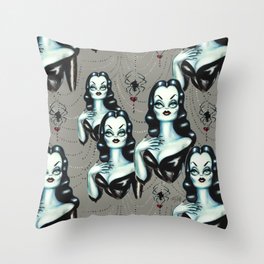 Vampire Vixen with Black Widow Spider Throw Pillow