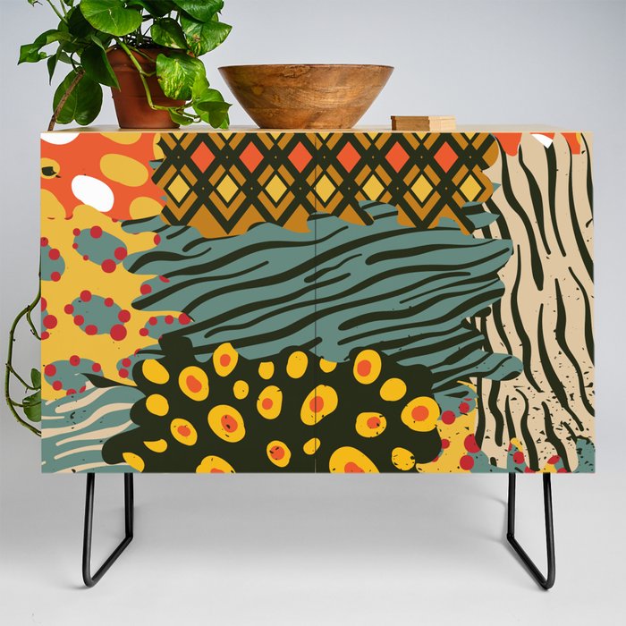 Colorful African Animal Pattern Credenza