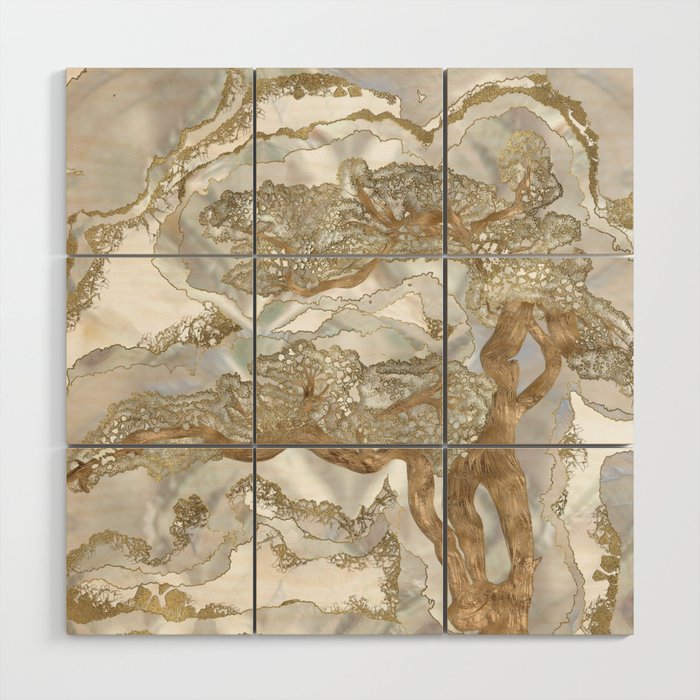 Mother of pearl Golden Tree Wood Wall Art