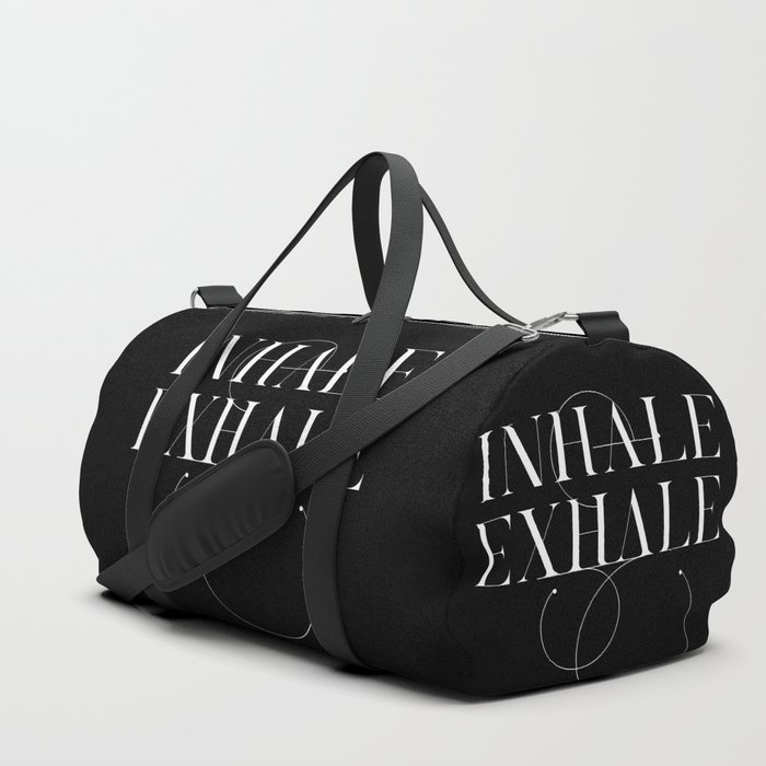 Inhale Exhale Relax Black And White Typography Duffle Bag