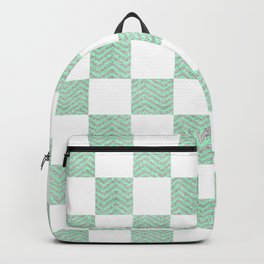 Elegant Teal Silver Glitter Chevron Checkers Pattern Backpack
