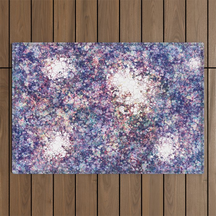 Underneath (purple blue spots abstract) Outdoor Rug