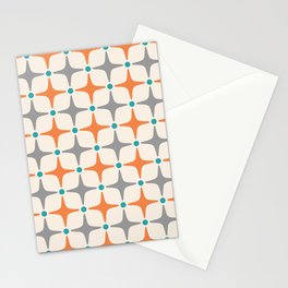 Mid Century Modern Starburst Pattern 993 Pattern Grey Blue and Orange Stationery Card