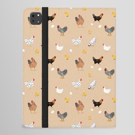 Chicken,chicks,roosterpattern,plane beige background  iPad Folio Case