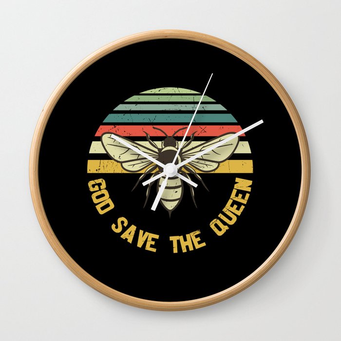 God Save The Queen Bee Vintage Wall Clock