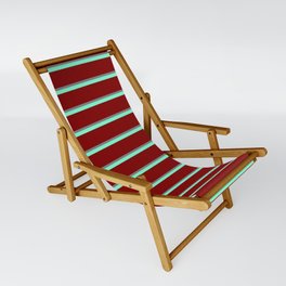 [ Thumbnail: Gray, Aquamarine, and Maroon Colored Striped Pattern Sling Chair ]