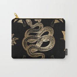 Gold Serpent Carry-All Pouch | Snake, Botanical, Fantasy, Floral, Leaf, Night, Retro, Flowers, Goldsnake, Artdeco 