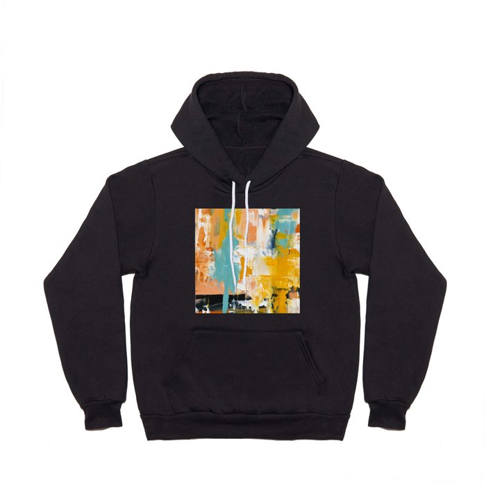 For Charlie: A peaceful abstract piece in mustard yellow, desert pink, and muted blue by Alyssa Hamilton Art Hoody