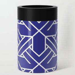 Navy Blue Tiles Retro Pattern Tiled Moroccan Art Can Cooler
