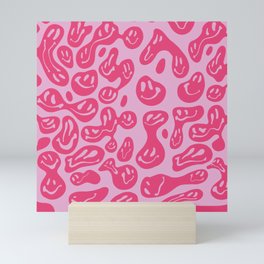 Hot Pink Dripping Smiley Mini Art Print