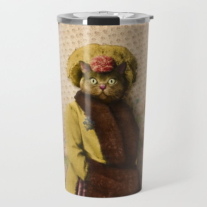 Lady Vanderkat with Roses Travel Mug