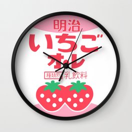 kawaii japanese strawberry milk Wall Clock