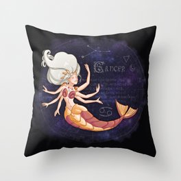 Cancer mermaid Throw Pillow