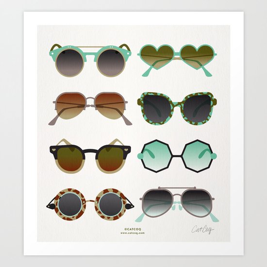 Sunglasses Collection – Mint & Tan Palette Art Print
