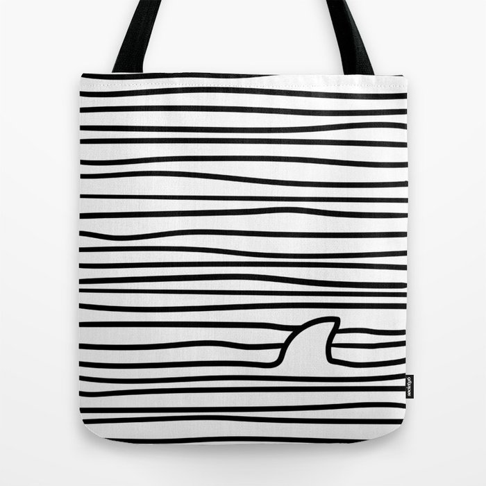 Minimal Line Drawing Simple Unique Shark Fin Gift Tote Bag By
