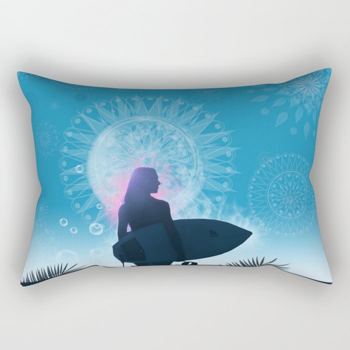 blue summer Rectangular Pillow