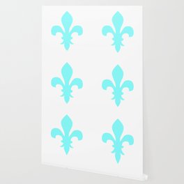 Fleur de Lis (Aqua & White) Wallpaper