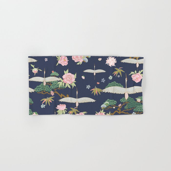 Japanese Crane Tropical Exotic Flower Pattern Hand & Bath Towel