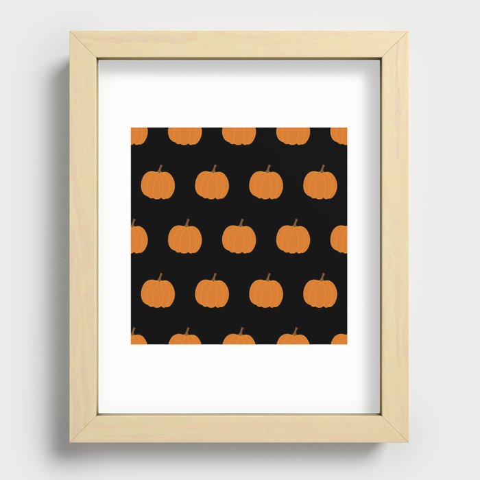Seamless Pattern with Pumpkins. Halloween Background.  Recessed Framed Print