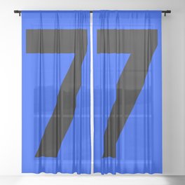 Number 7 (Black & Blue) Sheer Curtain