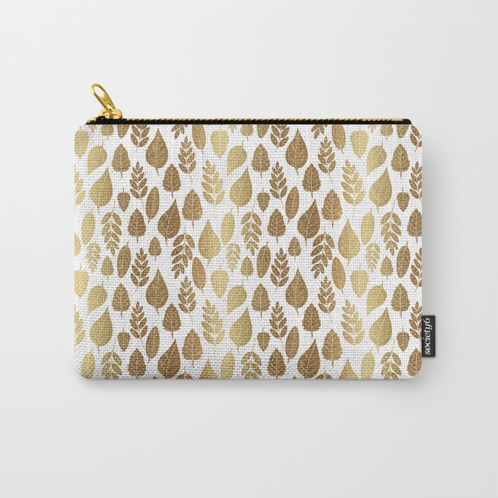 Gold Autumn Leaf Pattern Carry-All Pouch