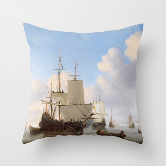 Vintage Ship Oil Painting Throw Pillow By Fineearthprints Society6