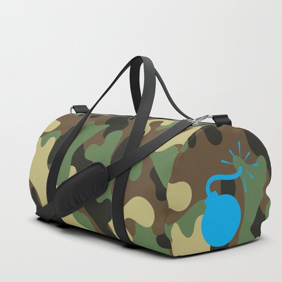 light blue duffle bag