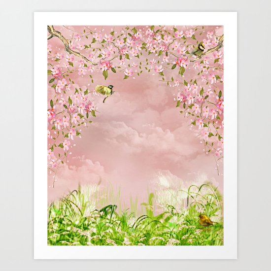 cherry blossom in the sky Art Print