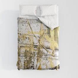 Armor [11]: a bold, elegant abstract mixed media piece in gold pink black and white Comforter