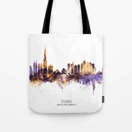 Dubai Skyline Tote Bag | Unitedarabemirates, 11733, Dubaiposter, Silhouette, Michaeltompsett, Tompsett, Dubai, Painting, Dubaicanvas, Cityscape 