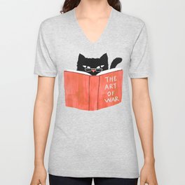 Cat reading book Unisex V-Neck