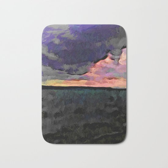 Pink Sky with Lavender Clouds and the Dark Sea Bath Mat