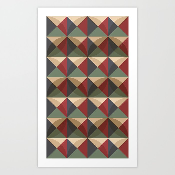 Rustic Tile - Red & Earth Tones Art Print