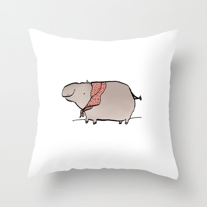 Hippo Wearing A Shawl Throw Pillow