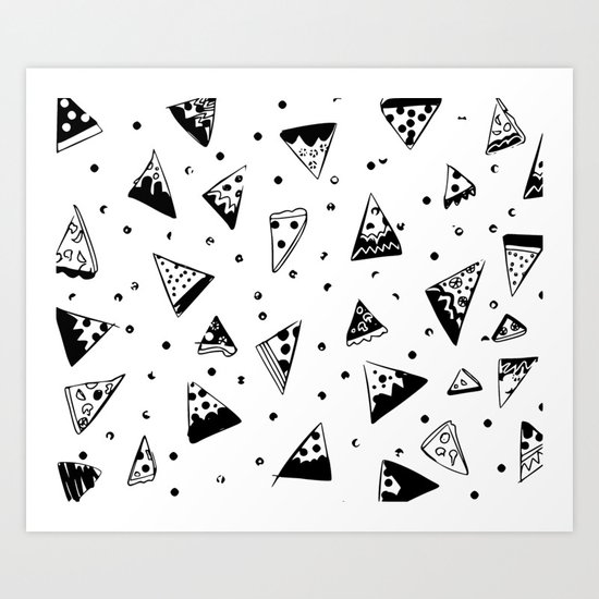 Hipster pizza seamless drawing Art Print
