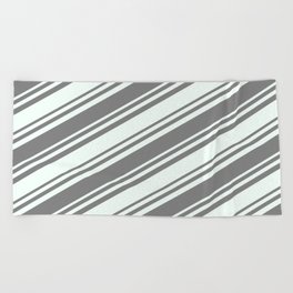 [ Thumbnail: Gray and Mint Cream Colored Lines/Stripes Pattern Beach Towel ]