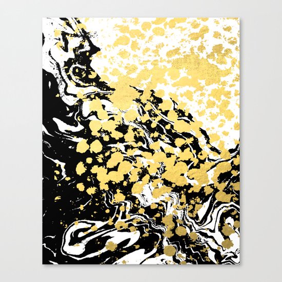 Sukie - abstract gold black and white foil glitter shiny sparkle hipster painting free spirit cosmic Canvas Print